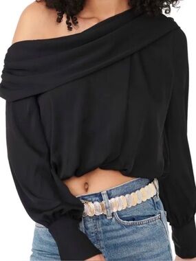 Free People Jenna Off The Shoulder Top Women’s Small Black Drapey Boho